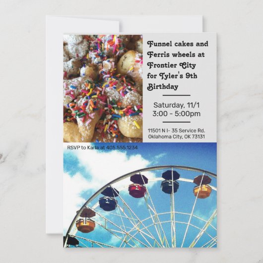 アミューズメントパークフェリスホイール誕生日招待状 招待状 (正面)