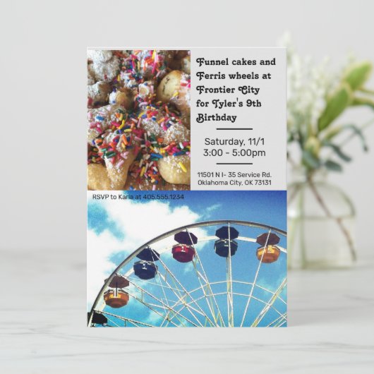 アミューズメントパークフェリスホイール誕生日招待状 招待状 (スタンド正面)