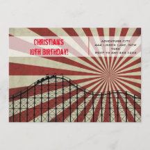 アミューズメントパークローラーコースター誕生日招待状