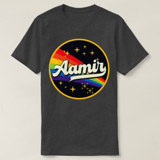 アミルレインボーイン宇宙ヴィンテージスタイル Tシャツ (デザイン正面)