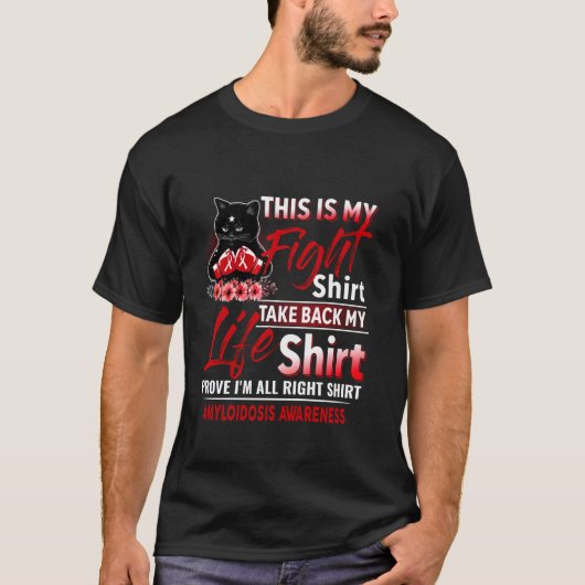 アミロイドーシス啓発 楽しい猫 Tシャツ (正面)