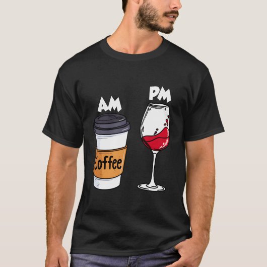 アムコーヒーpmワイン飲み飲み飲み飲み飲みアルコール tシャツ (正面)