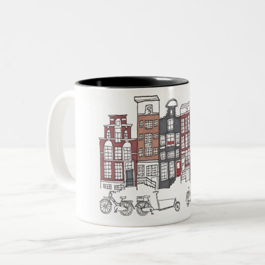 アムステルダムおよびバイクの図解入りの、写真付きのなマグ ツートーンマグカップ (正面左)