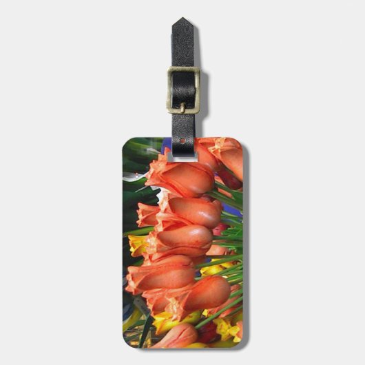 アムステルダムからの木のチューリップ ラゲッジタグ (正面縦)