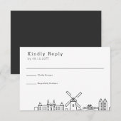 アムステルダムでの結婚式 | スタイライズされたスカイライン 返信 (正面/裏面)