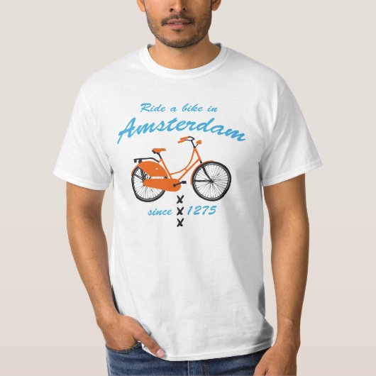 アムステルダムで自転車に乗る Tシャツ (正面)