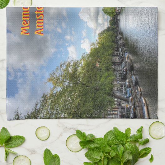 アムステルダムのお土産Singel Canal View キッチンタオル (折り畳み)