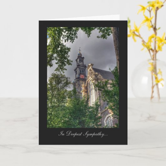 アムステルダムのウェスターケルク教会 – 最深悔やみや弔慰 カード (黄色い花)