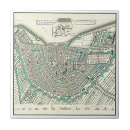 アムステルダムのオランダ • 旧式な都市計画の地図 タイル