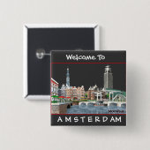 アムステルダムのオランダ 缶バッジ (正面&裏面)