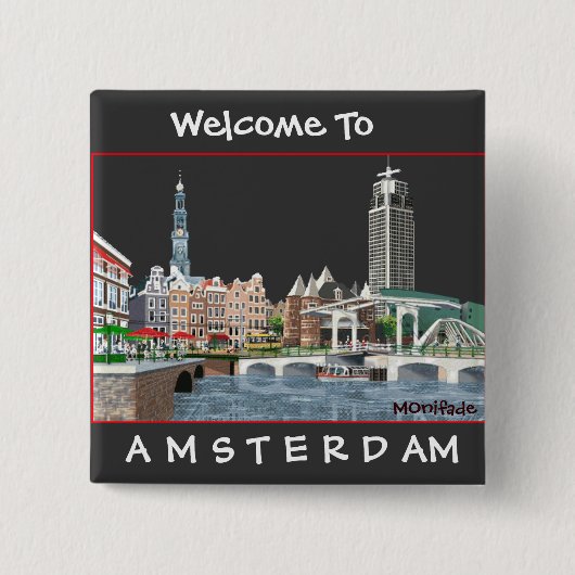 アムステルダムのオランダ 缶バッジ (正面)