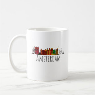アムステルダムのスカイラインのオランダ愛旅行行先 コーヒーマグカップ