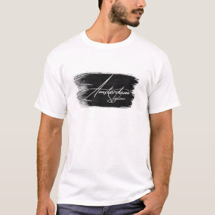 アムステルダムのスカイライン ライティング Tシャツ