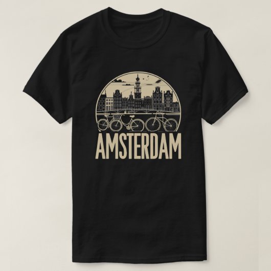 アムステルダムのスカイライン Tシャツ (デザイン正面)