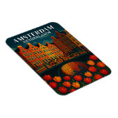 アムステルダムのナイトサイクリングCanal Houses Flowers マグネット (右側)