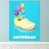 アムステルダムのブログとチューリップ旅行ポスター。 キャンバスプリント (インサイチュ (ウッドフロア))