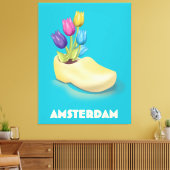 アムステルダムのブログとチューリップ旅行ポスター。 キャンバスプリント (インサイチュ (リビング))