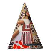 アムステルダムのポスター:ピンアップガールサイクリング。 パーティーハット (右)