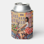 アムステルダムのポスター:ピンアップガールサイクリング。 缶クーラー (缶裏面)