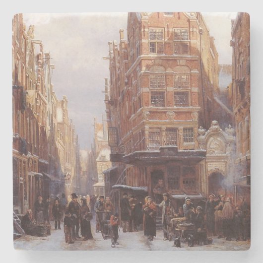 アムステルダムのユダヤ人地区(ヴィンテージシティシーン) ストーンコースター (正面)