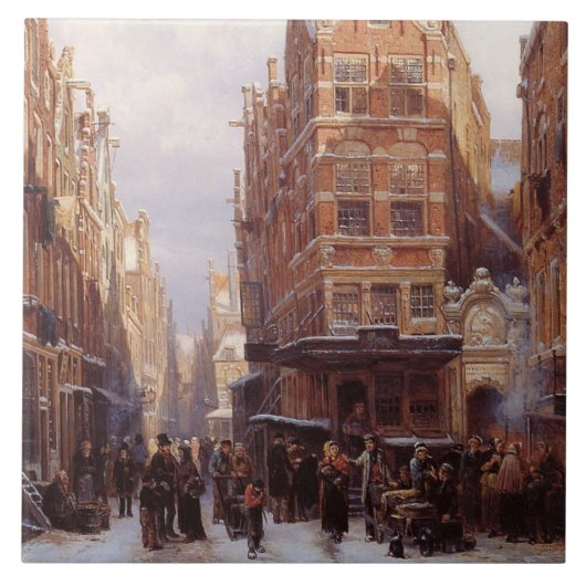 アムステルダムのユダヤ人地区(ヴィンテージシティシーン) タイル (正面)