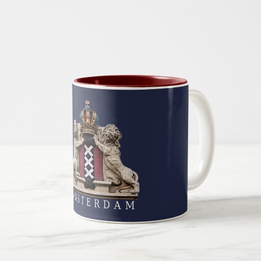 アムステルダムのライオンは王冠のツートーンマグを守ります ツートーンマグカップ (正面右)