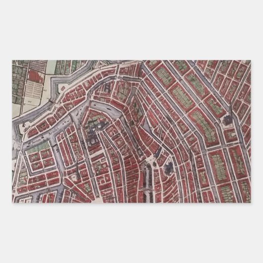 アムステルダムのレプリカ市地図1652 長方形シール (正面)