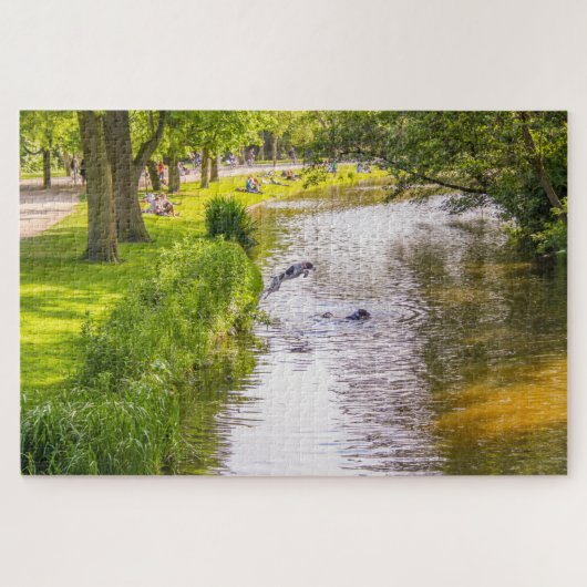 アムステルダムの公園から美しいダイナミックなシーン ジグソーパズル (横)