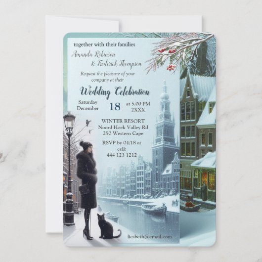アムステルダムの冬のお祝い 招待状 (正面)