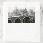 アムステルダムの冬の運河 長方形シール (バッグ)