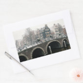 アムステルダムの冬の運河 長方形シール (封筒)