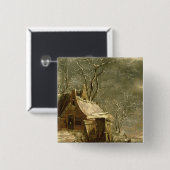 アムステルダムの冬場面、17世紀 缶バッジ (正面&裏面)