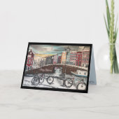 アムステルダムの冬 - サイクリストのクリスマスカード カード (正面)