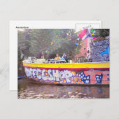 アムステルダムの古いオランダバージのコーヒーショップ ポストカード (正面/裏面)