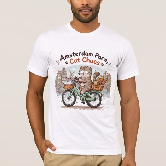 アムステルダムの可愛い猫 Tシャツ (正面)