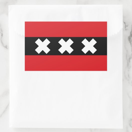 アムステルダムの四国旗 長方形シール (バッグ)