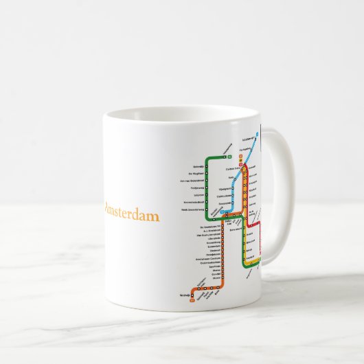アムステルダムの地下鉄のマグ コーヒーマグカップ (正面右)