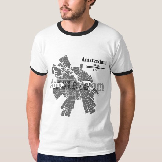 アムステルダムの地図の信号器のTシャツ Tシャツ (正面)