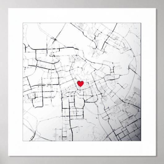 アムステルダムの地図，オランダモダンギフトエレガント 箔ポスター (正面)