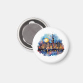 アムステルダムの夜の水の絵画色 マグネット (正面/裏面)