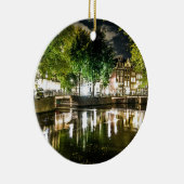 アムステルダムの夜間運河，オランダ セラミックオーナメント (右)