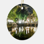 アムステルダムの夜間運河，オランダ セラミックオーナメント (左)