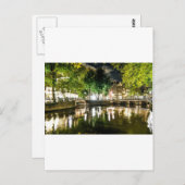 アムステルダムの夜間運河，オランダ ポストカード (正面/裏面)