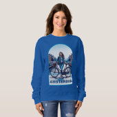 アムステルダムの女の子、自転車でブリッジ スウェットシャツ (正面フル)