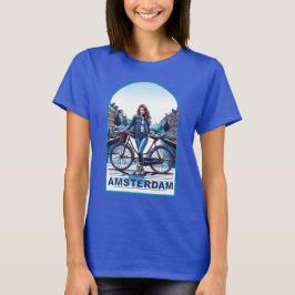 アムステルダムの女の子、自転車でブリッジ Tシャツ