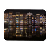 アムステルダムの家で夜のカラフル灯 マグネット (横)