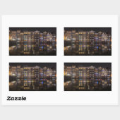 アムステルダムの家で夜のカラフル灯 長方形シール (シート)