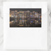 アムステルダムの家で夜のカラフル灯 長方形シール (バッグ)