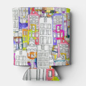 アムステルダムの家：水の色シームレスなパターン 缶クーラー (裏面)