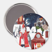 アムステルダムの屋根の上でシンタークラースとピートがBut マグネット (正面/裏面)